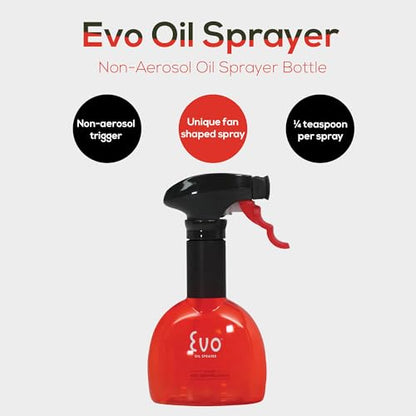 Evo Oil Sprayer Minis, Non-Aerosol for Olive, Cooking Oils, and Vinegars, Red, 8-Ounce Capacity, Set of 2 - color: Red