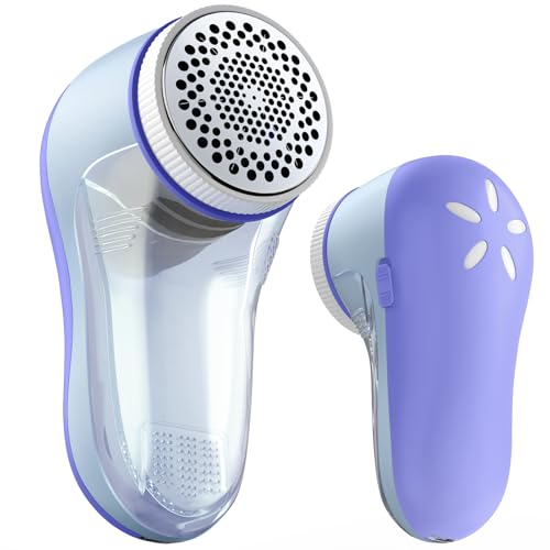 POPCHOSE Fabric Shaver, Lint Remover for Clothes, Electric Lint Shaver with 6-Leaf Blades, Sweater Shavers to Remove Pilling for Clothing, Couch, Furniture, Fuzz, Lint Ball, Bobbles, Bluish-Purple - color: Bluish Purple