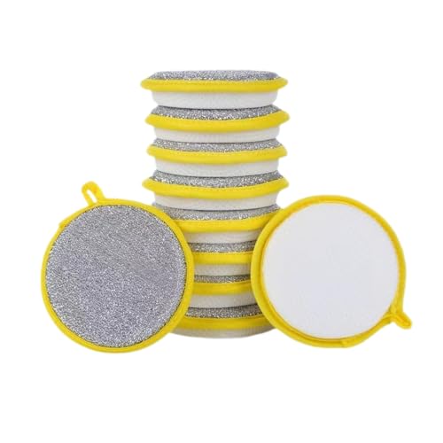 Double Sided Dish Sponges, Extra Thick 2.5cm, 10 Pack | Non Scratch, Heavy Duty Scouring Pads, Handle Hole, For Dish Washing, Sink & Stove Cleaning