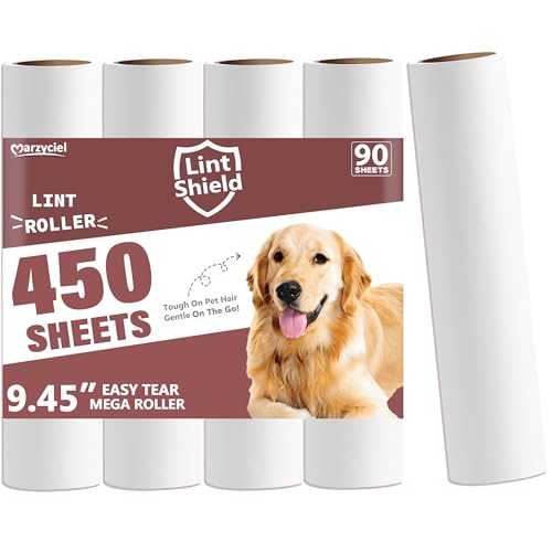 Lint Roller Refills (5 Packs, 450 Sheets) Lint Rollers for Pet Hair, Extra Sticky Refills, Compatible with 9.45-inch lint Rollers requiring a 1.5-inch Inner Diameter - size: 5 Refills/450 Sheets(9.45")