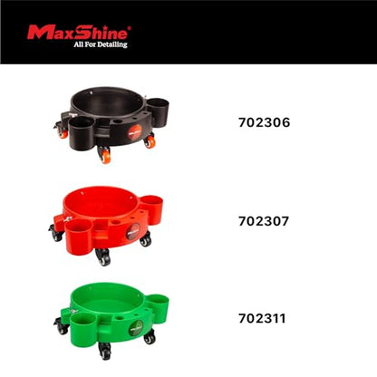 Maxshine Universal Rolling Bucket Dolly (Red) – Heavy-Duty Detailing Bucket Cart with 5 Wheels & 2 Locking Casters – Mobile Organizer for Compounds, Brushes & Car Wash Supplies - color: Bucket Dolly (Red)