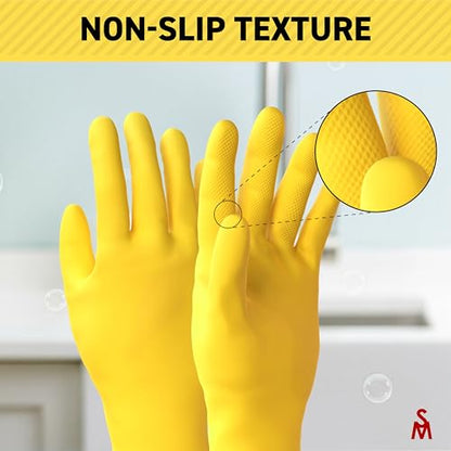 SteadMax 3/6 Pairs Cleaning Gloves, Reusable Natural Rubber Dish Gloves, Non-Slip Gloves for Kitchen and Household - color: 3 Pack (L)