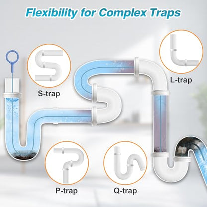 50 Inch Drain Snake Hair Drain Clog Remover Tool for Bathroom Sink – 4 Pack | Reusable Brush, 50-Inch Break-Resistant Steel Wire Rope with Nylon Coating, 0.27-inch wand for Shower Drain Cleaning