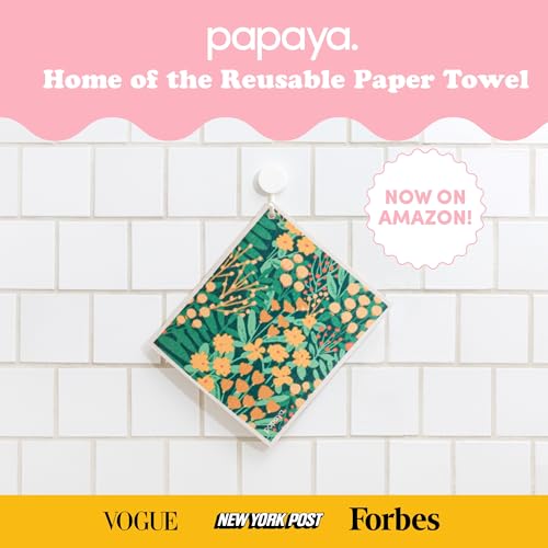 Papaya Reusable Paper Towels, Premium Swedish Dishcloths with Hook, Non-Scratch Reusable Paper Towel, 1 Sheet Replaces 17 Rolls - 2 Sheets, 1 Hook - color: Secret Garden