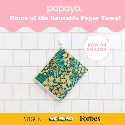 Papaya Reusable Paper Towels, Premium Swedish Dishcloths with Hook, Non-Scratch Reusable Paper Towel, 1 Sheet Replaces 17 Rolls - 2 Sheets, 1 Hook - color: Secret Garden