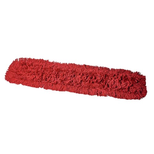 Commercial Dust Mop Replacement Head – 36 x 5 in. Cotton Nylon Reusable Mop Head – Industrial Dust Mop Refill for Floor Cleaning & Janitorial Supplies, Red - color: Red, size: 36 X 5 Inch