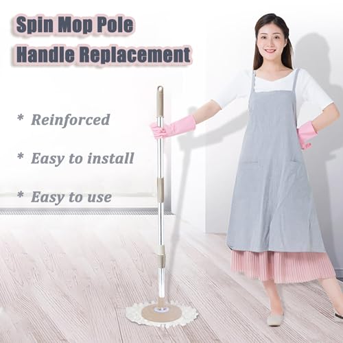Spin Mop Pole Handle Replacement, Home Floor 360 Degrees Rotating Telescopic Replacement Handle Cleaning Tool Accessories Enhanced Thickened Version for Cleaning Home Bedroom Office (Khaki) - color: Khaki