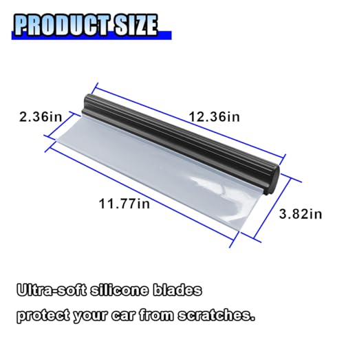 2PCS Automotive Squeegee, 12 Inch T-Bar Water Blade Squeegee for Drying, Flexible Silicone Car Water Wiper, Car Water Squeegee Fits Windshield, Glass, Mirror, Bathroom, Window (12inch) - size: 12inch