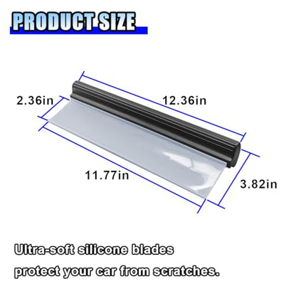 2PCS Automotive Squeegee, 12 Inch T-Bar Water Blade Squeegee for Drying, Flexible Silicone Car Water Wiper, Car Water Squeegee Fits Windshield, Glass, Mirror, Bathroom, Window (12inch) - size: 12inch