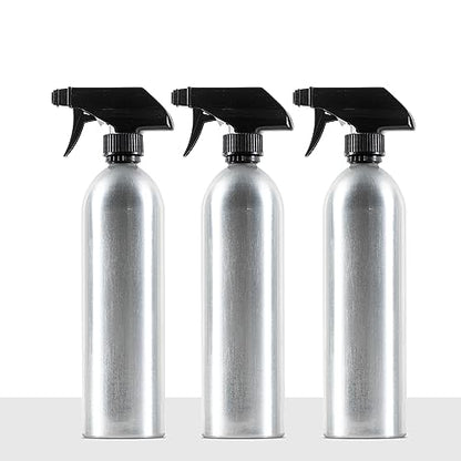 Aluminum Spray Bottles (3 Pack) 20oz - Silver Metal Aluminum Refillable Spray Bottles, Cleaning Solution, Hair, Plants, Gardening, BBQ Grill, Restaurants, Cooking (New Updated Sprayers)