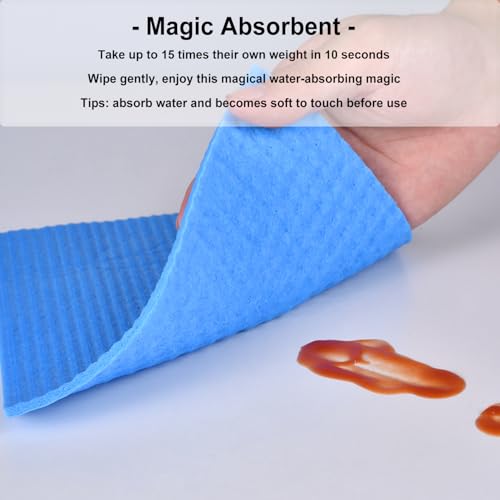 METUUTER 10 Packs Swedish Dishcloths, Reusable Kitchen Dishcloths Compostable Cellulose Dish Clothes for Kitchen and Household Use - color: Blue