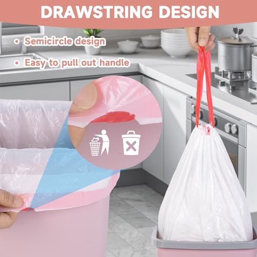 3 Gallon Trash Bag Drawstring - White Small Mini Garbage Bags For Bathroom Can 125 Count 12 Liter Unscented Plastic Tiny Little Waste Basket Liners Kitchen Car Office Strong Thick Magesh - color: Drawstring-3Gal125