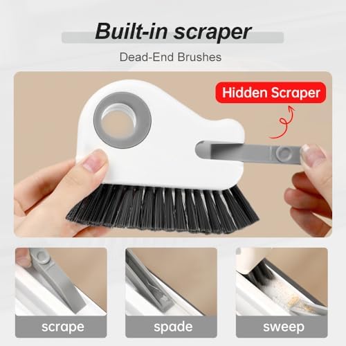 2 in 1 Groove Cleaning Brush Window Track Cleaning Tools, 2025 New Hard Bristle Crevice Cleaning Brush with Hidden Scraperfor Sliding Door Track, Window Sill, Shutter Door(Grey,2pcs) - color: Grey,2pcs
