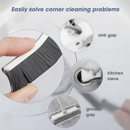VeranCo Hard Bristle Crevice Cleaning Brush, Black 3Pcs, Polypropylene Handle, Ideal for Kitchen Gaps, Window Tracks, Grout, and More