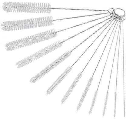 Straw Cleaner Brushes Sets, 12 Pieces 8.2 Inch Botthle Cleaning Brush and Nylon Tube Brush Brush Kit for Sippy Cup, Tumbler, Water Bottle, Drinking Straw (White) - color: 8.2 Inch White Cleaning Brushes