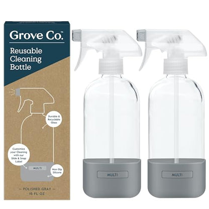 Grove Co. Refillable Glass Spray Bottles for Cleaning, 2 x 16 oz Bottles | Reusable; Custom Labels; Compatible with Grove Co. Cleaning Concentrates; No Plastic Waste; Durable, Recycled Glass - color: White, size: 32 Ounce (Pack of 2)