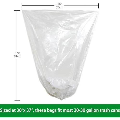 TYPLASTICS 20-30 Gallon Clear Trash Bags 30" x 37" High Density Can Liners Case of 500 for Office, Outdoor, Recycling, Industrial and Commercial - size: 50 Count (Pack of 10)