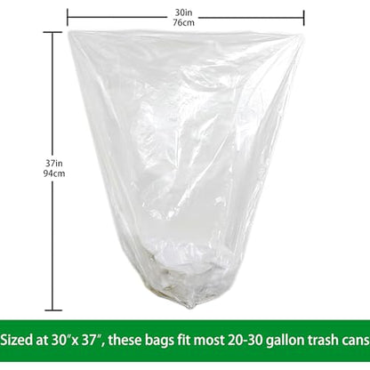 TYPLASTICS 20-30 Gallon Clear Trash Bags 30" x 37" High Density Can Liners Case of 500 for Office, Outdoor, Recycling, Industrial and Commercial - size: 50 Count (Pack of 10)