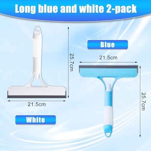 3 in 1 Window Cleaning Scraper, Cleaner Window Squeegee with Sprayer, Squeegee and Scrubber Spray Bottle Window Squeegee for Shower Glass,Mirrors,Car,Home,All-Purpose Window Cleaner Tool (Blue+White) - color: Blue+white