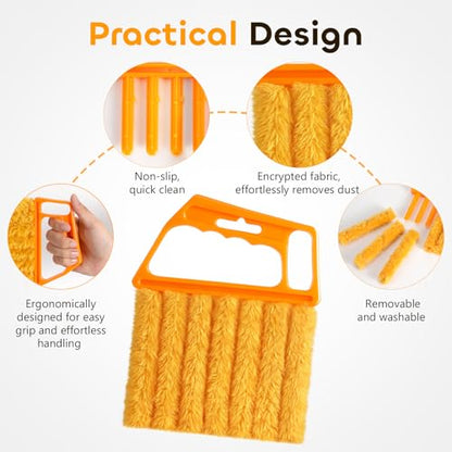 2 Pcs Blind Cleaner Duster Tool,Blind Dusters for Cleaning,Cleaning Brush,7 Finger Dusting Cleaner Tool for Window & Air Conditioner,Window Blinds Cleaner Microfiber Washable - style: 2 Pack