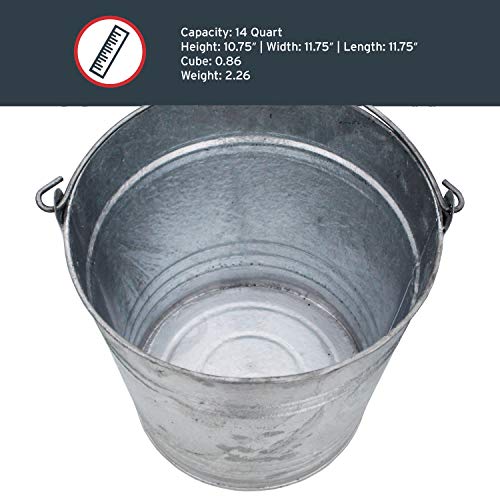 Behrens 1214 Hot-Dipped Galvanized Steel Utility Pail, 14-Quart, Gray - size: 14-Quart, style: Hot Dipped