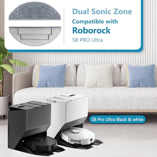 6 Pack Mop Cloth Pads Replacement for Roborock S8 Pro Ultra Robot Vacuum, Upgraded Reusable Microfiber Dual Sonic Mopping Pad Accessories - size: S8 Pro Ultra Dual Zone Mops