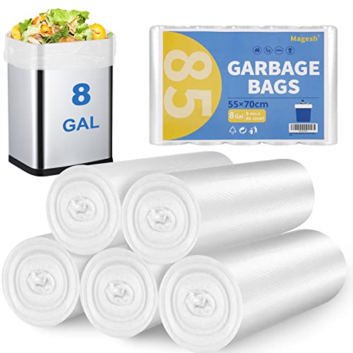 8 Gallon Trash Bags Strong, Magesh Small Trash Bags 6-8 Gallon 85 Count, Medium Garbage Bags Unscented, Leakage-Free for Bathroom Kitchen Office Trash Can, Clear, 30L - style: 8 Gallon 85 Transparent