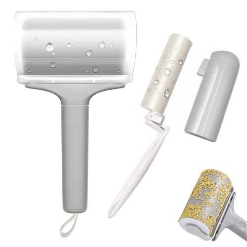 Reusable Lint Roller 2 Pack, Washable Sticky Lint Roller with Cover for Pet Hair, Portable Travel Lint Remover for Clothes, Purse, Furniture, Car, Large Mini Lint Brush for Home and Travel (Grey) - color: Gray