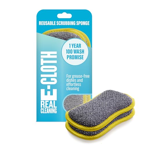 E-Cloth Washing Up Pad, Premium Microfiber Non-Scratch Kitchen Dish Scrubber Sponge, Ideal for Dish, Sink and Countertop Cleaning, 100 Wash Guarantee, Yellow, 2 Pack - color: Yellow, size: 2 Pack - New Version