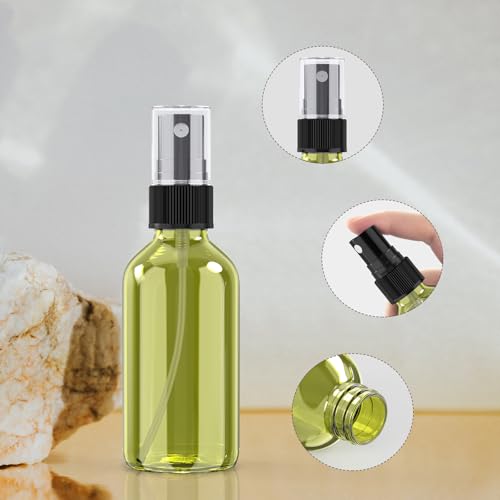 Wedama 2 oz Mini Glass Spray Bottles, Empty Small Spray Bottles with Funnel Dropper, Fine Mist for Hair, Travel, Plants, Cleaning Solutions and Skin Care (4 Pack Olive Green) - color: Olive Green, size: 2 Ounce (Pack of 4)