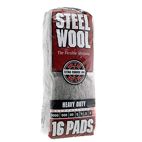 Homax 33873161073 Steel Wool, 16 pad, Extra Coarse Grade #4, Rhodes American, Heavy Duty Steel Wool (Packaging May Vary) - size: 16 Pads, style: Extra Coarse Grade #4