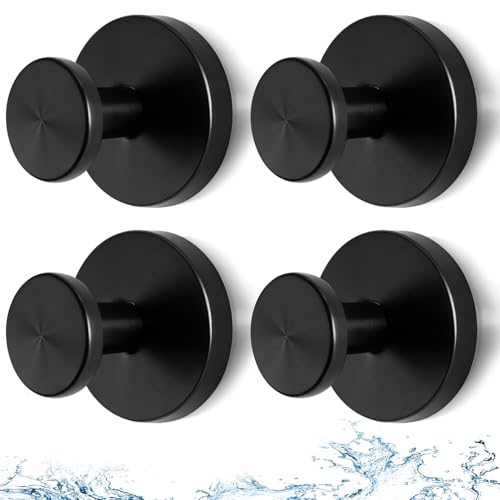 Black Suction Cup Hooks for Shower, Heavy Duty Vacuum Lock No Drill Hooks, Modern Matte Bathroom Hooks for Glass Door Tile & Windows, 4 Pack - color: Black, size: 4 Pack