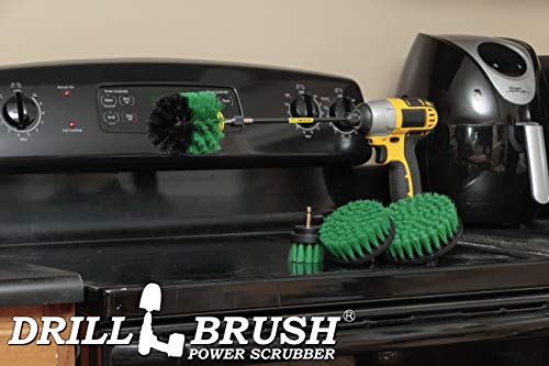 Kitchen Cleaning Supplies - Drill Brush Set with Extension - Counter Scrubbing Brushes, Stove Cleaning Tools - Oven Spot Cleaning Tool - Home Sink Scrubbing Brush Set - Cast Iron Pot Cleaning Brushes - color: Green