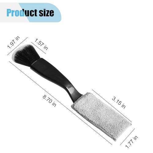 Car Double Head Clean Brush, 2 in 1 Duster for Car Clean, Car Interior Dust Detailing Brush for Air Vents Dashboard Screen, Soft Car Cleaning Tool Accessories (Black)