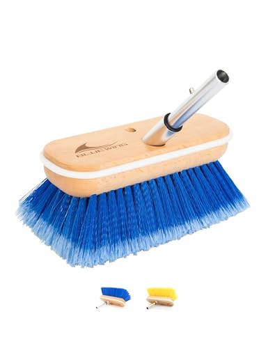 BLUEWING 8in Deck Brush Head with Soft/Medium/Hard Bristle Marine Scrubbing Washing Outdoor Boat Cleaning Tools - color: Blue, style: Soft