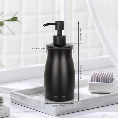 304 Stainless Steel Soap Dispenser Modern Rust-Proof Liquid Soap Pump Bottle for Kitchen or Bathroom Countertop Hand Dish Lotion Leak-Proof 13.5oz (Black) - color: Black