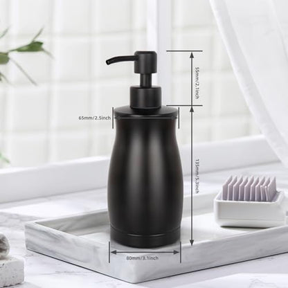 304 Stainless Steel Soap Dispenser Modern Rust-Proof Liquid Soap Pump Bottle for Kitchen or Bathroom Countertop Hand Dish Lotion Leak-Proof 13.5oz (Black) - color: Black