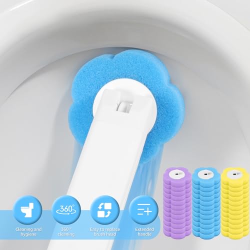 36 Toilet Brush Refills Replacement Heads for Wall Mounted Toilet Cleaning Kit Extended Handle 360 Deep Cleaning Bathroom - color: 36 Refills
