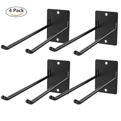 4-Pack Heavy-Duty Garage Wall Hooks, Solid Steel Tool Hanger for Shovel, Rake, Broom, Yard & Garage Organization