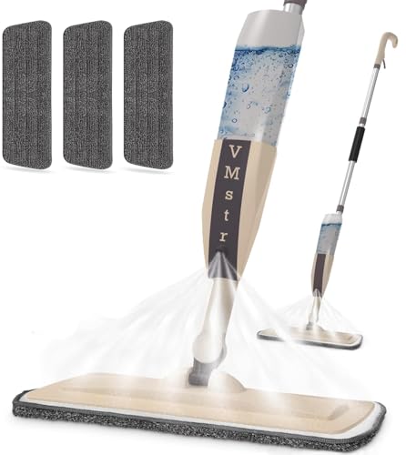 VMstr Spray Mop for Floor Cleaning,Microfiber Dust Mop with Sprayer with 3 pcs Washable Pads and 400ml Refillable Bottle,Beyoco Dry Wet Jet Mop for Kitchen Wood Floor Hardwood Laminate Ceramic Tiles