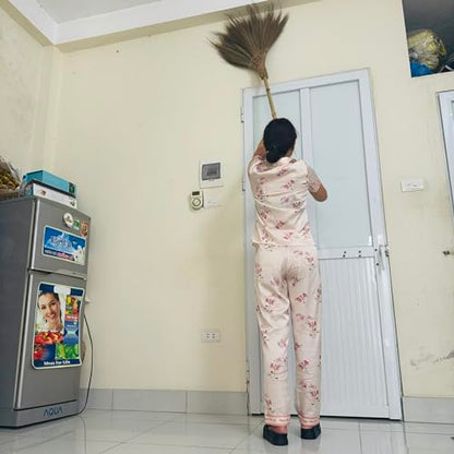 Vietnamese Natural Soft Broom - Broom Grass Handmade Broom Witch Broom Bamboo 57.08 inch Length, 19.69 inch Width - style: Style Basic