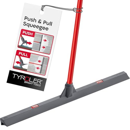 Tyroler Floor Squeegee for Concrete Floors, 24" Heavy Duty Squeegee for Floor, Squeegees Broom for Floors with 55" 4 Part Handle Perfect for Tiles, Marble, Garage, Deck, Patio, Bathroom, Shower