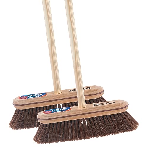 Superio Kitchen and Home Horsehair Broom with 48" Wood Handle, Fine Premium Horsehair Bristles, Heavy Duty Household Sweeping Broom for Dust, Dirt, Wisp, Floors, Corners, Indoor Cleaning, 2-Pack - color: Horsehair, size: 2 Pack Wood Handle