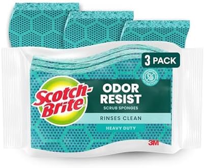 Scotch-Brite Odor Resist Heavy Duty Scrub Sponge, Dishwasher-Safe Kitchen sponges for Serious Scrubbing, Multipurpose Dish Sponge for Stuck-On Messes, 3 Scrubbing Sponges (Pack of 8) - size: 3 Scrub Sponges (8-Pack)