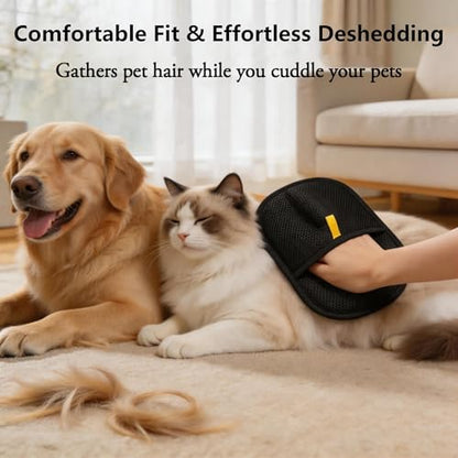 Pet Hair Remover Gloves, 9.4"×7.1" Reusable Static Lint & Fur Remover for Furniture, Car Seats, and Clothing - Hair-Stripping Grooming Tool for Cats & Dogs Reusable, 2PCS