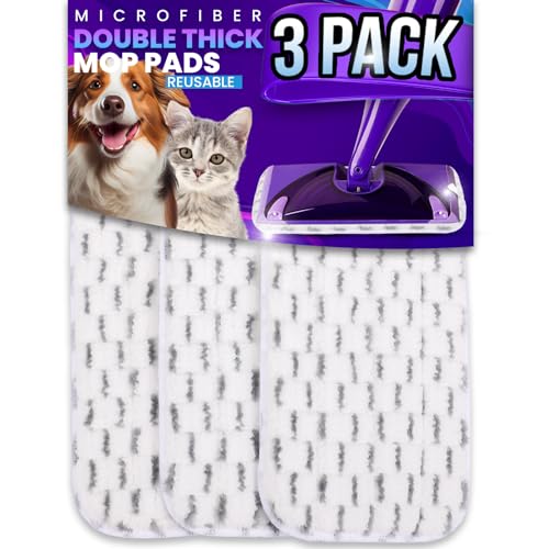 3pcs of Universal 11-inch Velcro Type Reusable Floor Mop Pads Compatible with Wet Jet Refills Machine Washable Thick Microfiber Wet Pads for Hardwood and Household Cleaning Supplies (3pcs) - color: 3pcs