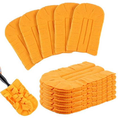 Zubebe 12 Pcs Duster Refill Reusable Fleece Duster Refills Feather Flat Dusters Multi Surface Washable Cleaning Pads Tools for Home, Blinds, Car, Pet, Furniture, Fans (Orange) - color: Orange