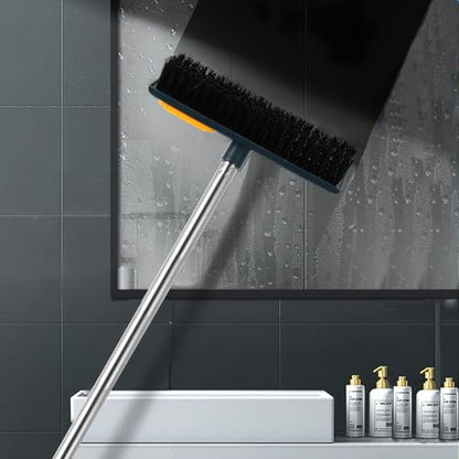 Cabilock Long Handle Cleaning Brush with Stiff Bristles, 108cm Floor Scrub Brush for Bathroom and Tile, Yellow Hard Bristle Shower Scrubber for Deep Corner and Crevice Cleaning