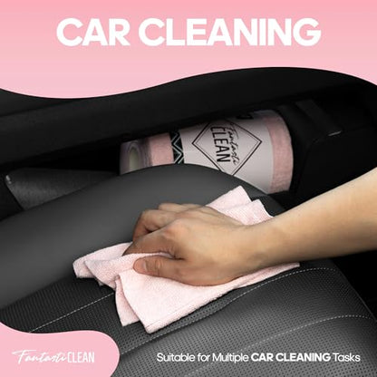 Fantasticlean Microfiber Cleaning Cloth Roll 2 Rolls 120 Pack, Tear Away Paperless Towels, 8" x 8", Reusable Washable Rags, House Kitchen, Pet, Office, Indoor Outdoor, Portable (Pink and Light-Purple) - color: 1pink 1light-purple