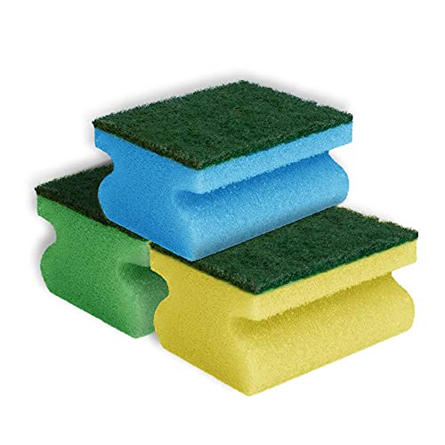 York Non-Abrasive Cleaning Scouring Scrub Sponge for Kitchen Scratch Proof Kitchen Utensil Scrubber Pads for Pots, Pans , Non-Stick Cookware Scrubbers Use for Kitchen, 9.5X7X4.5 Cm-3 Pieces